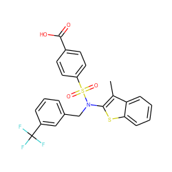 Cc1c(N(Cc2cccc(C(F)(F)F)c2)S(=O)(=O)c2ccc(C(=O)O)cc2)sc2ccccc12 ZINC000115229344