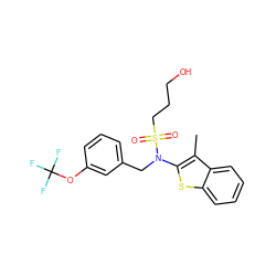 Cc1c(N(Cc2cccc(OC(F)(F)F)c2)S(=O)(=O)CCCO)sc2ccccc12 ZINC000115234578