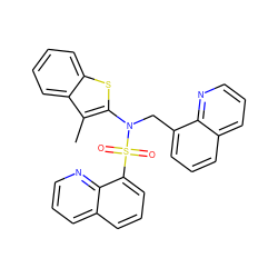 Cc1c(N(Cc2cccc3cccnc23)S(=O)(=O)c2cccc3cccnc23)sc2ccccc12 ZINC000115229107