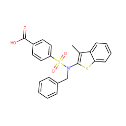 Cc1c(N(Cc2ccccc2)S(=O)(=O)c2ccc(C(=O)O)cc2)sc2ccccc12 ZINC000115229191