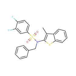 Cc1c(N(Cc2ccccc2)S(=O)(=O)c2ccc(F)c(F)c2)sc2ccccc12 ZINC000220113891