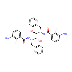 Cc1c(N)cccc1C(=O)N[C@@H](Cc1ccccc1)[C@H](O)[C@H](O)[C@H](Cc1ccccc1)NC(=O)c1cccc(N)c1C ZINC000029414941