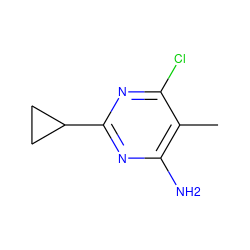 Cc1c(N)nc(C2CC2)nc1Cl ZINC000083825547