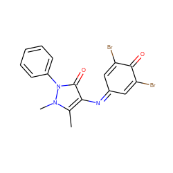 Cc1c(N=C2C=C(Br)C(=O)C(Br)=C2)c(=O)n(-c2ccccc2)n1C ZINC000009086645