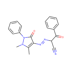 Cc1c(N=NC(C#N)C(=O)c2ccccc2)c(=O)n(-c2ccccc2)n1C ZINC000299813113