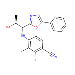 Cc1c(N[C@@H](c2ncc(-c3ccccc3)o2)[C@H](C)O)ccc(C#N)c1Cl ZINC000115971302