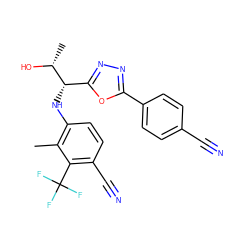 Cc1c(N[C@@H](c2nnc(-c3ccc(C#N)cc3)o2)[C@@H](C)O)ccc(C#N)c1C(F)(F)F ZINC000115974184