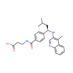 Cc1c(N[C@H](CC(C)C)c2ccc(C(=O)NCCC(=O)O)cc2)cnc2ccccc12 ZINC000146547209