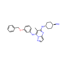 Cc1c(N[C@H]2CC[C@H](N)CC2)nc2ccnn2c1Nc1cccc(OCc2ccccc2)c1 ZINC000254093233