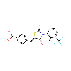 Cc1c(N2C(=O)/C(=C/c3ccc(C(=O)O)cc3)SC2=S)cccc1C(F)(F)F ZINC000040394862