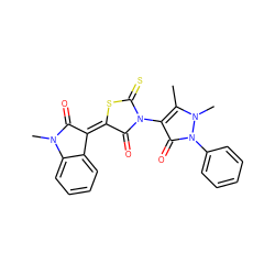 Cc1c(N2C(=O)/C(=C3/C(=O)N(C)c4ccccc43)SC2=S)c(=O)n(-c2ccccc2)n1C ZINC000001907905