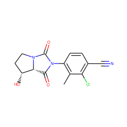 Cc1c(N2C(=O)[C@@H]3[C@H](O)CCN3C2=O)ccc(C#N)c1Cl ZINC000003938678