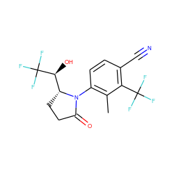 Cc1c(N2C(=O)CC[C@@H]2[C@H](O)C(F)(F)F)ccc(C#N)c1C(F)(F)F ZINC000115765594