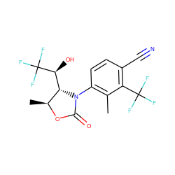 Cc1c(N2C(=O)O[C@@H](C)[C@@H]2[C@H](O)C(F)(F)F)ccc(C#N)c1C(F)(F)F ZINC000115764129