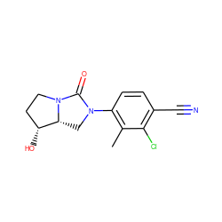 Cc1c(N2C[C@@H]3[C@H](O)CCN3C2=O)ccc(C#N)c1Cl ZINC000014967206