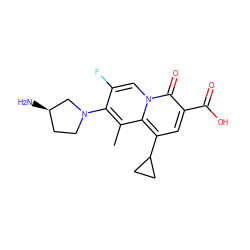 Cc1c(N2CC[C@@H](N)C2)c(F)cn2c(=O)c(C(=O)O)cc(C3CC3)c12 ZINC000003637742