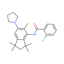 Cc1c(N2CCCC2)cc2c(c1NC(=O)c1ccccc1Cl)C(C)(C)CC2(C)C ZINC000001572767