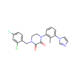 Cc1c(N2CCN(Cc3ccc(F)cc3Cl)C(=O)C2=O)cccc1-n1ccnc1 ZINC000095565579