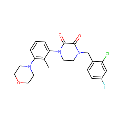 Cc1c(N2CCOCC2)cccc1N1CCN(Cc2ccc(F)cc2Cl)C(=O)C1=O ZINC000095565696