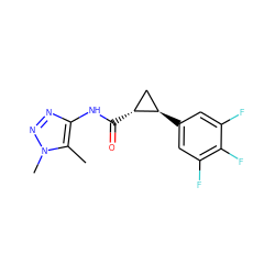 Cc1c(NC(=O)[C@@H]2C[C@H]2c2cc(F)c(F)c(F)c2)nnn1C ZINC000169686550