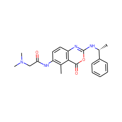 Cc1c(NC(=O)CN(C)C)ccc2nc(N[C@H](C)c3ccccc3)oc(=O)c12 ZINC000026188442