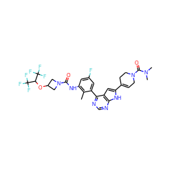 Cc1c(NC(=O)N2CC(OC(C(F)(F)F)C(F)(F)F)C2)cc(F)cc1-c1ncnc2[nH]c(C3=CCN(C(=O)N(C)C)CC3)cc12 ZINC000205852417