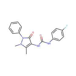 Cc1c(NC(=O)Nc2ccc(F)cc2)c(=O)n(-c2ccccc2)n1C ZINC000000152531