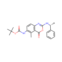 Cc1c(NC(=O)OC(C)(C)C)ccc2nc(N[C@H](C)c3ccccc3)oc(=O)c12 ZINC000026184828