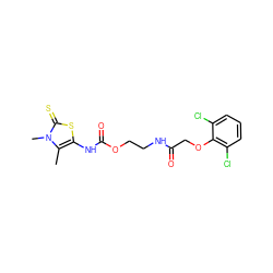 Cc1c(NC(=O)OCCNC(=O)COc2c(Cl)cccc2Cl)sc(=S)n1C ZINC000002988881