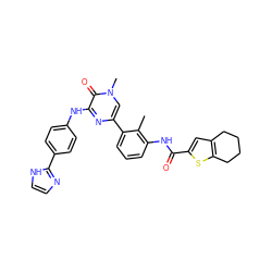 Cc1c(NC(=O)c2cc3c(s2)CCCC3)cccc1-c1cn(C)c(=O)c(Nc2ccc(-c3ncc[nH]3)cc2)n1 ZINC000299856452