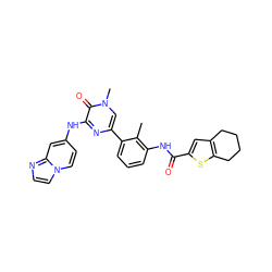 Cc1c(NC(=O)c2cc3c(s2)CCCC3)cccc1-c1cn(C)c(=O)c(Nc2ccn3ccnc3c2)n1 ZINC000299870161