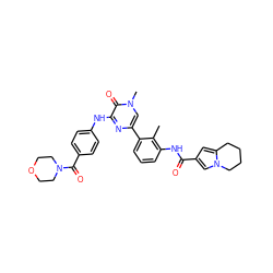 Cc1c(NC(=O)c2cc3n(c2)CCCC3)cccc1-c1cn(C)c(=O)c(Nc2ccc(C(=O)N3CCOCC3)cc2)n1 ZINC000299868559