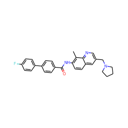 Cc1c(NC(=O)c2ccc(-c3ccc(F)cc3)cc2)ccc2cc(CN3CCCC3)cnc12 ZINC000084652328