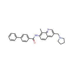 Cc1c(NC(=O)c2ccc(-c3ccccc3)cc2)ccc2cc(CN3CCCC3)cnc12 ZINC000084670999