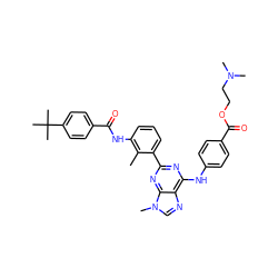 Cc1c(NC(=O)c2ccc(C(C)(C)C)cc2)cccc1-c1nc(Nc2ccc(C(=O)OCCN(C)C)cc2)c2ncn(C)c2n1 ZINC000169341144