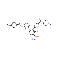 Cc1c(NC(=O)c2ccc(N(C)C)cc2)cccc1-c1ccc(C(N)=O)c2[nH]c3cc(C(=O)N4CCN(C)CC4)ccc3c12 ZINC000473136451