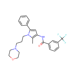 Cc1c(NC(=O)c2cccc(C(F)(F)F)c2)cc(-c2ccccc2)n1CCCN1CCOCC1 ZINC000205357607