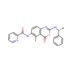 Cc1c(NC(=O)c2ccccn2)ccc2nc(N[C@H](C)c3ccccc3)oc(=O)c12 ZINC000026184833