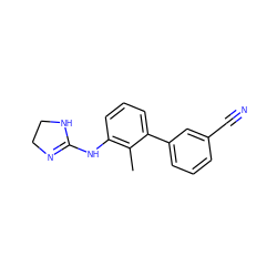 Cc1c(NC2=NCCN2)cccc1-c1cccc(C#N)c1 ZINC000013487085