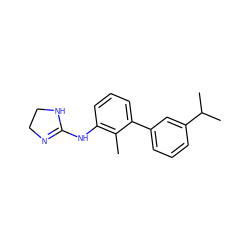 Cc1c(NC2=NCCN2)cccc1-c1cccc(C(C)C)c1 ZINC000013487087