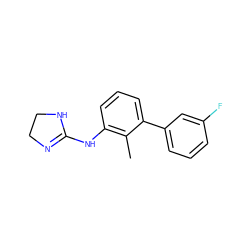 Cc1c(NC2=NCCN2)cccc1-c1cccc(F)c1 ZINC000013487081