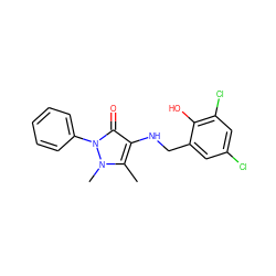 Cc1c(NCc2cc(Cl)cc(Cl)c2O)c(=O)n(-c2ccccc2)n1C ZINC000000912959