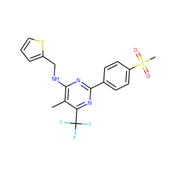 Cc1c(NCc2cccs2)nc(-c2ccc(S(C)(=O)=O)cc2)nc1C(F)(F)F ZINC000029132198