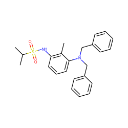 Cc1c(NS(=O)(=O)C(C)C)cccc1N(Cc1ccccc1)Cc1ccccc1 ZINC000026279247