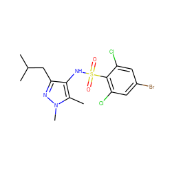 Cc1c(NS(=O)(=O)c2c(Cl)cc(Br)cc2Cl)c(CC(C)C)nn1C ZINC000199941763