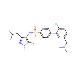 Cc1c(NS(=O)(=O)c2ccc(-c3cc(CN(C)C)ccc3Cl)cc2)c(CC(C)C)nn1C ZINC000199940237