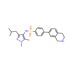 Cc1c(NS(=O)(=O)c2ccc(-c3ccc4c(c3)CNCC4)cc2)c(CC(C)C)nn1C ZINC000199945675