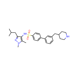 Cc1c(NS(=O)(=O)c2ccc(-c3cccc(CC4CCNCC4)c3)cc2)c(CC(C)C)nn1C ZINC000199939202