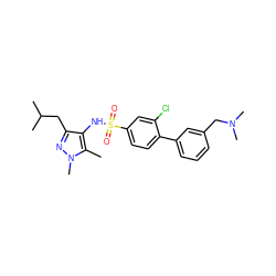 Cc1c(NS(=O)(=O)c2ccc(-c3cccc(CN(C)C)c3)c(Cl)c2)c(CC(C)C)nn1C ZINC000199946278