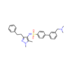 Cc1c(NS(=O)(=O)c2ccc(-c3cccc(CN(C)C)c3)cc2)c(CCc2ccccc2)nn1C ZINC000199939352